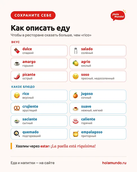 Как описать еду — шпаргалка 🍽